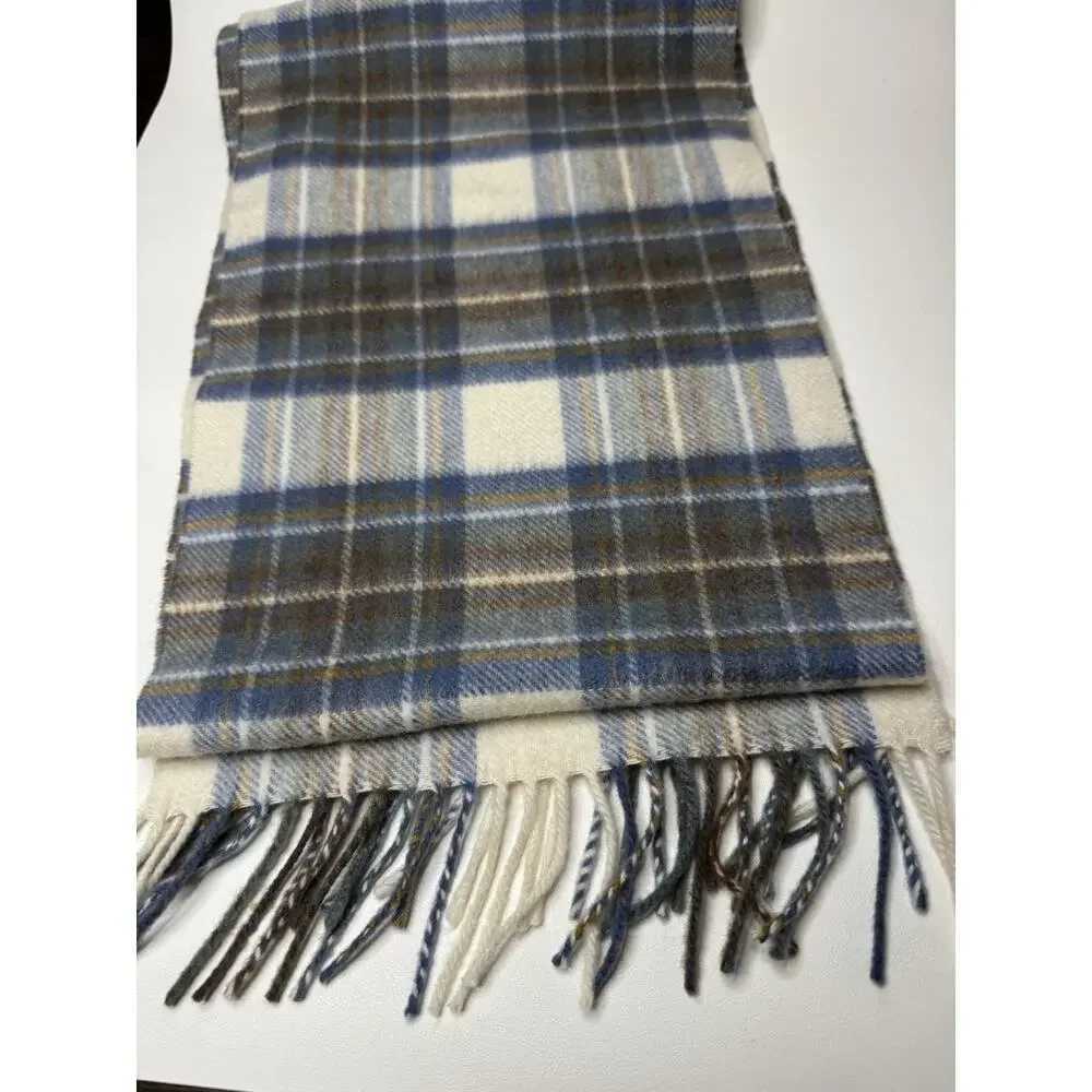 100% Cashmere Scarf Plaid Made In Scotland Unisex Adults Fringe Tie Rack London